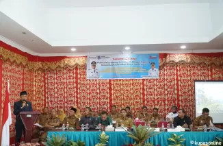 Ketua DPRD kota Payakumbuh Wirman Putra Dt. Rajo Mantiko Alam ketika memberi sambutan Musrenbang perdana tingkat kecamatan di aula kecamatan Payakumbuh Utara, Senin 3 Februari 2025.