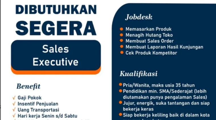 Kesempatan Kerja di Bukittinggi! PT Adidaya Andalan Asia Cari Sales Executive