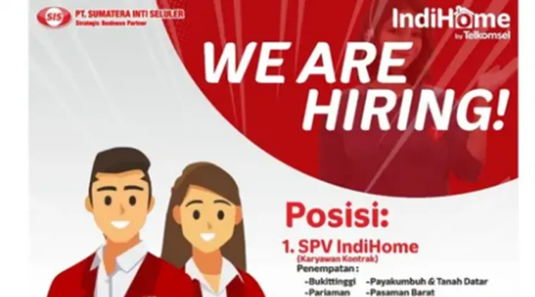 Lowongan Kerja PT Sumatera Inti Seluler! Dibutuhkan SPV &amp; Sales Force Indihome di Sumbar