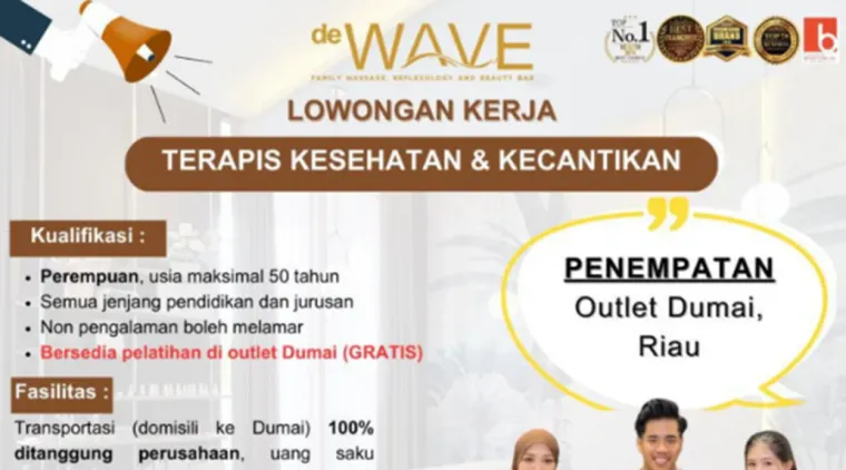 Lowongan Kerja Terapis di DeWAVE Family Massage, Salon &amp; Reflexology -- Peluang Karir Menjanjikan!