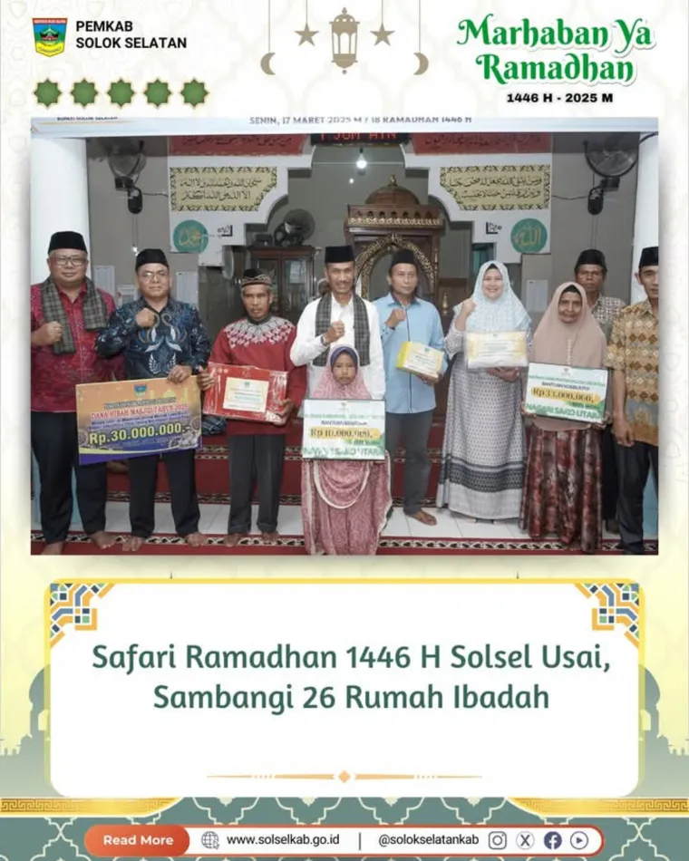 Safari Ramadhan 1446 H Solsel Usai, Sambangi 26 Rumah Ibadah