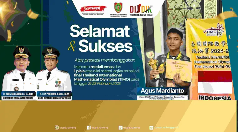 Siswa SMAN 1 Rungan Raih Emas di Olimpiade Matematika Internasional, Banggakan Kalimantan Tengah