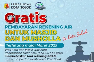 Dibawah Kepemimpinan Wako Ramadhani dan Wawako Suryadi, Pemko Solok Gratiskan Pembayaran Rekening Air Masjid dan Musala