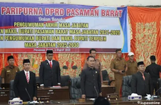 DPRD Pasbar Gelar Rapat Paripurna Pengumuman Bupati dan Wakil Bupati Terpilih Masa Jabatan 2025-2030