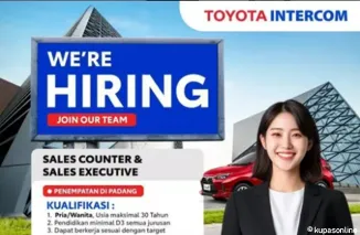 Gabung dengan Toyota Intercom! Lowongan Sales Counter & Sales Executive Dibuka