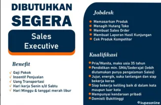 Kesempatan Kerja di Bukittinggi! PT Adidaya Andalan Asia Cari Sales Executive