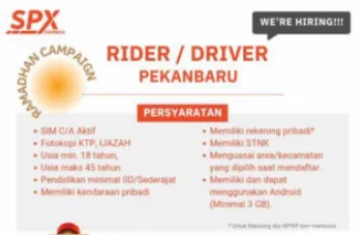 Lowongan Kerja SPX Express Pekanbaru! Jadi Rider/Driver dan Dapatkan Penghasilan Kompetitif