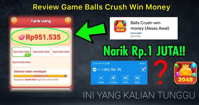 Mau Dapat Uang Tambahan Hingga 1 Juta Perhari? Coba Mainkan Game Ball Crush-Win Money Sekarang!(Foto: Dok istimewa)