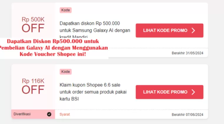 Dapatkan Diskon Rp500.000 untuk Pembelian Galaxy AI dengan Menggunakan Kode Voucher Shopee ini!