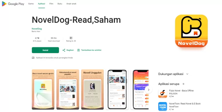 Aplikasi NovelDog penghasil uang