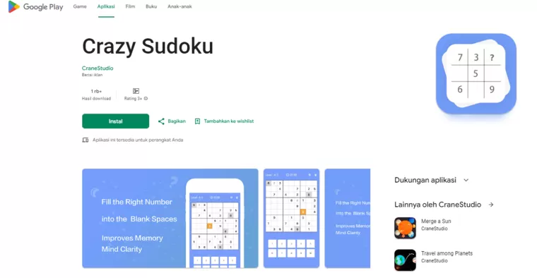 Aplikasi Penghasil Uang Crazy Sudoku