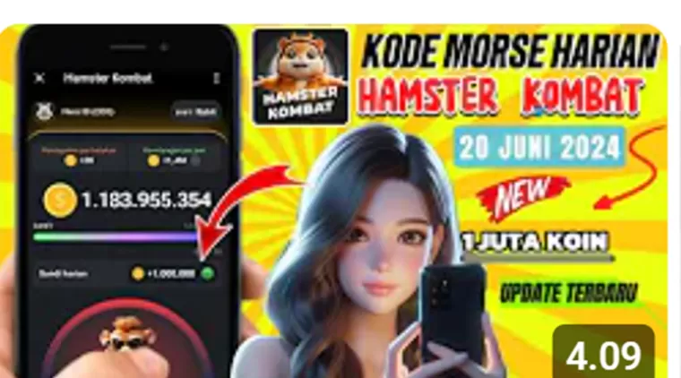 Update Terbaru,Sandi Morse Harian Hamster Kombat pada 21 Juni 2024, Dapatkan 1 Juta Koin!