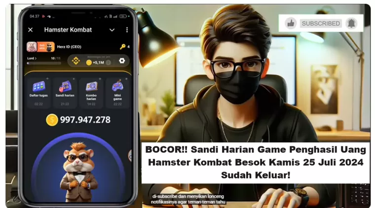 BOCOR!! Sandi Harian Game Penghasil Uang Hamster Kombat Besok Kamis 25 Juli 2024 Sudah Keluar!