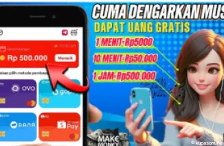 Cuman Dengar Musik Bisa Hasilkan Cuan Rp Rp 500 Ribu Perjam di Aplikasi Penghasil Uang Isul! (Yt: Herz Id)