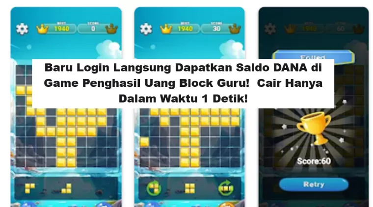 Baru Login Langsung Dapatkan Saldo DANA di Game Penghasil Uang Block Guru!  Cair Hanya Dalam Waktu 1 Detik!