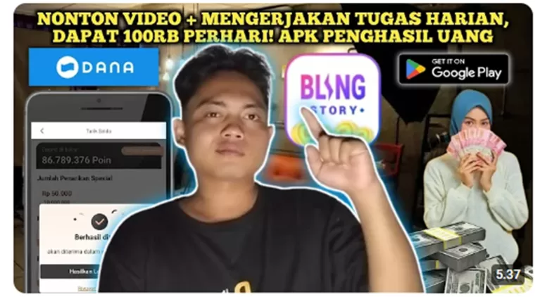 Buktikan Sendiri! Penarikan Dana Hingga Rp500.000 dari Aplikasi Penghasil Uang Bling Story!