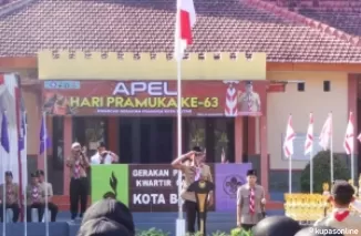 Wakil Walikota Blitar Tjutjuk Sunario pimpin Apel Peringatan Hari Pramuka ke 63