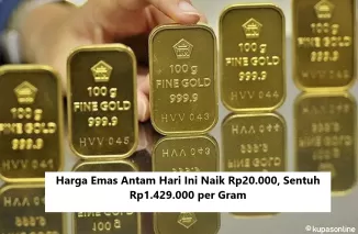 Harga Emas Antam Hari Ini Naik Rp20.000, Sentuh Rp1.429.000 per Gram