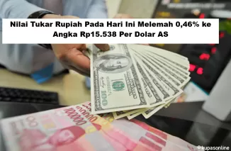 Nilai Tukar Rupiah Pada Hari Ini Melemah 0,46% ke Angka Rp15.538 Per Dolar AS