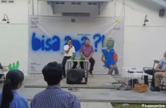 Pasangan Bambang-Bayu sodorkan berbagai progam inovatif di acara talkshow bisa apa yang di gelar HIPMI Kota Blitar