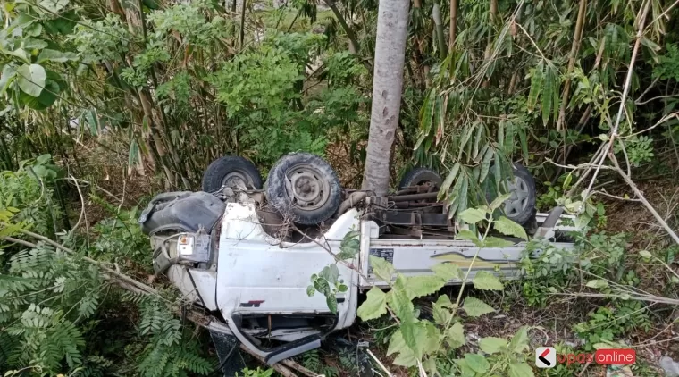 Kondisi mobil pick up di dalam jurang