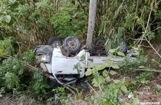 Kondisi mobil pick up di dalam jurang