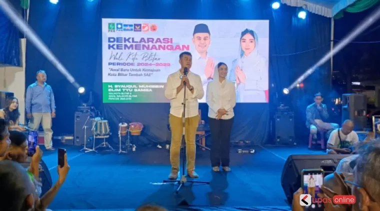 Pasangan Ibin-Elim saat Deklarasi Kemenangan dalam Pilwali Kota Blitar 2024