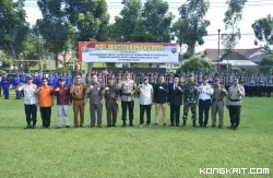 Bupati Agam Dukung Pengamanan Pemilu, Apel Pergeseran Pasukan Pengamanan Pemilu di Polres Agam