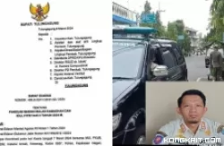 SE Pj Bupati Tulungagung dan Petugas Satpol PP laksanakan Ledang di wilayah kota. (Insert : Sekretaris Satpol PP Tulungagung, M, Ardian Candra).