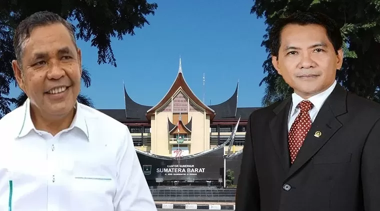 H.Epyardi Asda dan H.John Kenedy Azis (Latar: Kantor Gubernur Provinsi Sumatera Barat)