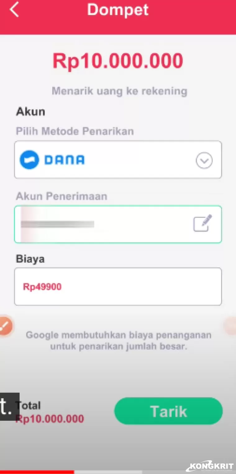 Metode withdraw aplikasi penghasil uang Merge Game Bubbke Star (foto: Youtuber Jadi Berkah)