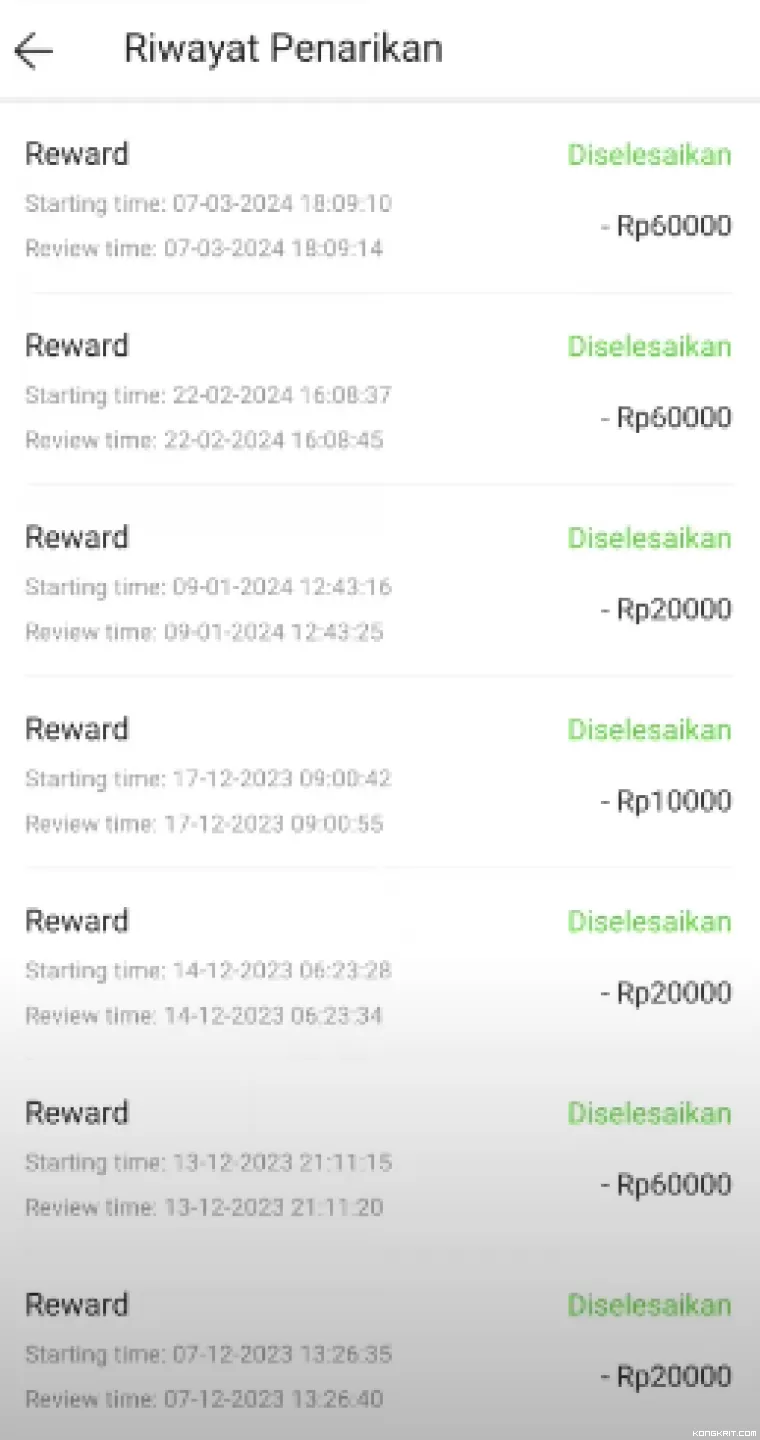 Riwayat Penarikan Aplikasi Penghasil Uang Vidmate Cash (foto: Youtuber Naufal354)