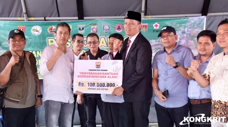 Pemko Pariaman Serahkan Bantuan Uang Tunai Rp 100 Juta ke Kabupaten Agam