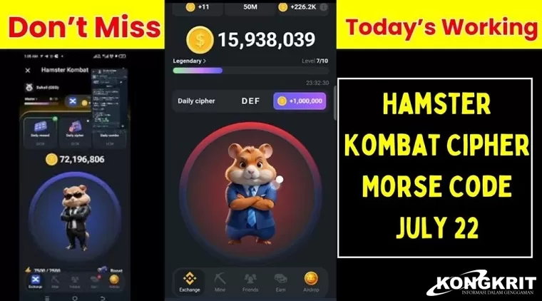 Update Daily Combo dan Daily Cipher Hamster Kombat 22 Juli 2024, Klaim 5 Juta Koin (Foto: Dok.Istimewa)