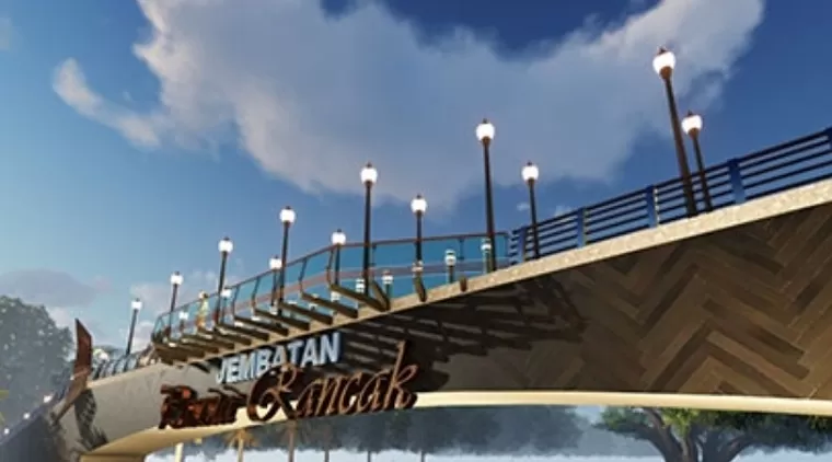 Desain Jembatan Wisata Pantai Carocok Painan (Sumber: ontime.id)