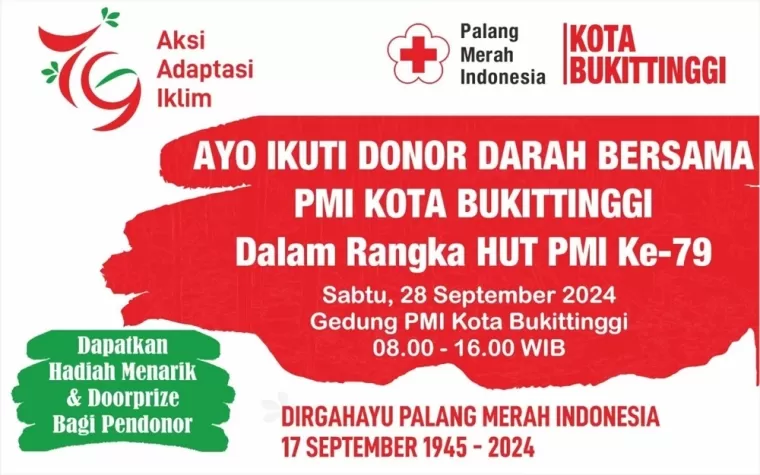 Peringati HUT PMI Ke-79, PMI Bukittinggi Gelar Aksi Donor Darah Massal