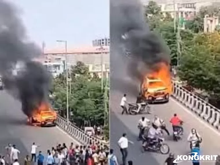 Bak Adegan Ghost Rider, Sebuah Mobil Terbakar Melaju Tanpa Pengemudi di India