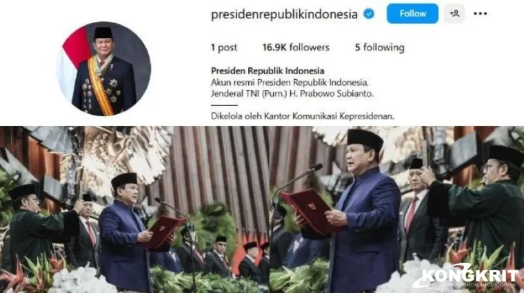 Baru Dibikin, Pengikut Akun Instagram Presiden Prabowo Sudah Capai 200 Ribu Lebih