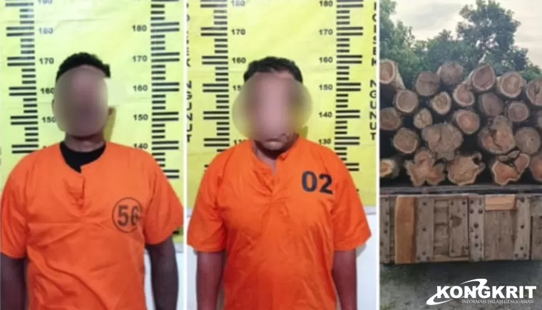 Polsek Ngunut Polres Tulungagung Amankan 2 Orang Terduga Pelaku Penebangan Kayu Dihutan RPH Ngubalan