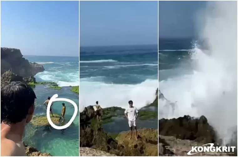 Terekam Video Detik-detik Pemuda Terseret Ombak di Pantai Kedung Tumpang, Tulungagung