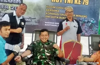 Peringati HUT TNI Ke-79, Kodim 0304/Agam Gelar Donor Darah Terbesar di Kota Bukittinggi (Foto: Dok.Istimewa)