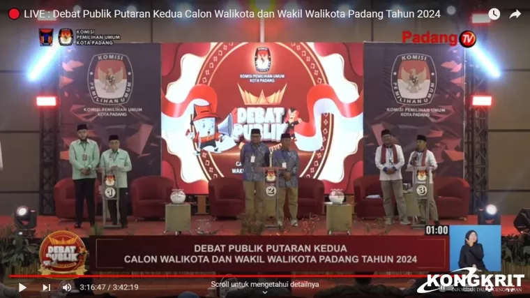 Debat Publik Putaran Kedua Pilkada Kota Padang, Adu Visi Menuju Kota Maju dan Bermartabat