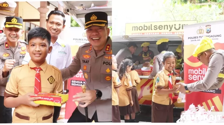 Polres Tulungagung bagikan makanan bergizi dan susu gratis kepada siswa-siswi di SDN Tanggunggunung