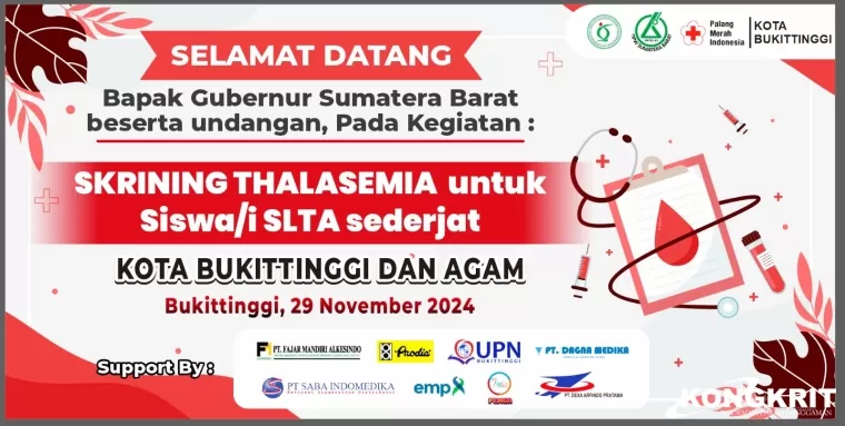 Persatuan Dokter Spesialis Patologi Klinik Gelar Skrining Thalasemia di Bukittinggi