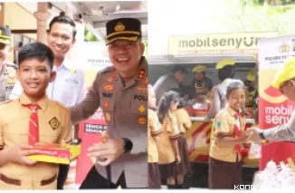 Polres Tulungagung bagikan makanan bergizi dan susu gratis kepada siswa-siswi di SDN Tanggunggunung