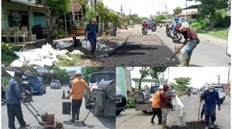 UPT Pengelolaan Jalan dan Jembatan Campurdarat lakukan pemeliharaan dan perbaikan jalan pada sejumlah ruas jalan di wilayah kerjanya