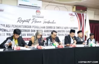 KPU Kota Pariaman Umumkan Hasil Rekapitulasi Penghitungan Suara Pemilu 2024