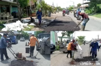 UPT Pengelolaan Jalan dan Jembatan Campurdarat lakukan pemeliharaan dan perbaikan jalan pada sejumlah ruas jalan di wilayah kerjanya