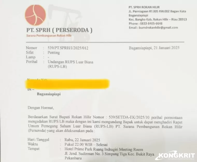 Bupati Rokan Hilir Gelar RUPS Luar Biasa PT SPRH Perseroda, Penuhi Tanda Tanya Soal Kebocoran Anggaran