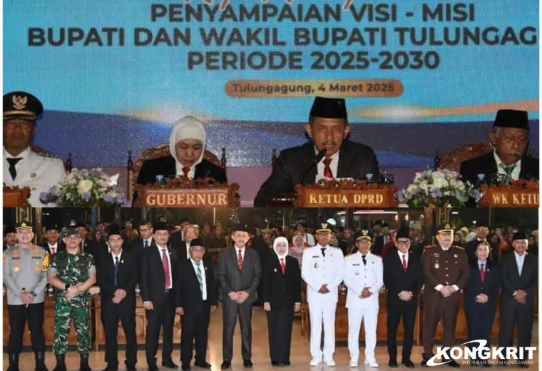 DPRD Tulungagung gelar Rapat Paripurna penyampaian visi misi Bupati dan Wakil Bupati Tulungagung periode 2025 - 2030 di pendopo Kongas Arum Kusumaning Bongso